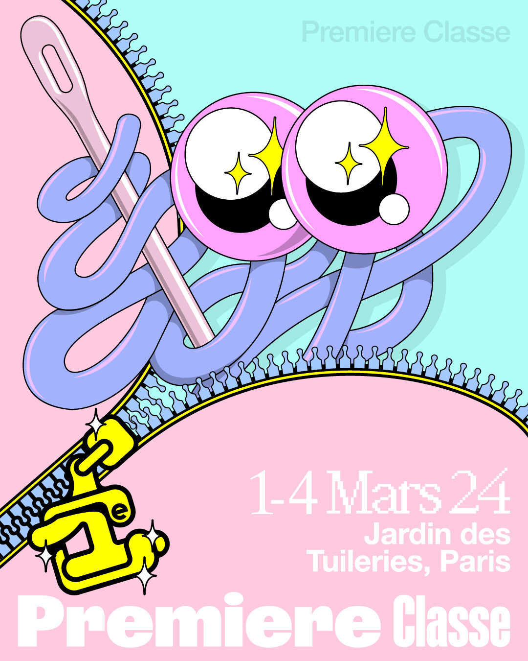 From March 1st to 4th, Premiere Classe reveals a colorful universe with its cartoonish mascot to welcome you to its mythical tents in the Jardin des Tuileries.
Conceived by the Parisian 'trans design' studio Zyva and the creative direction of Golgotha, Premiere Classe invites you to gravitate into an immersive pop and playful environment, a mini-city punctuated by totem characters, all united to celebrate its 35th year 👀